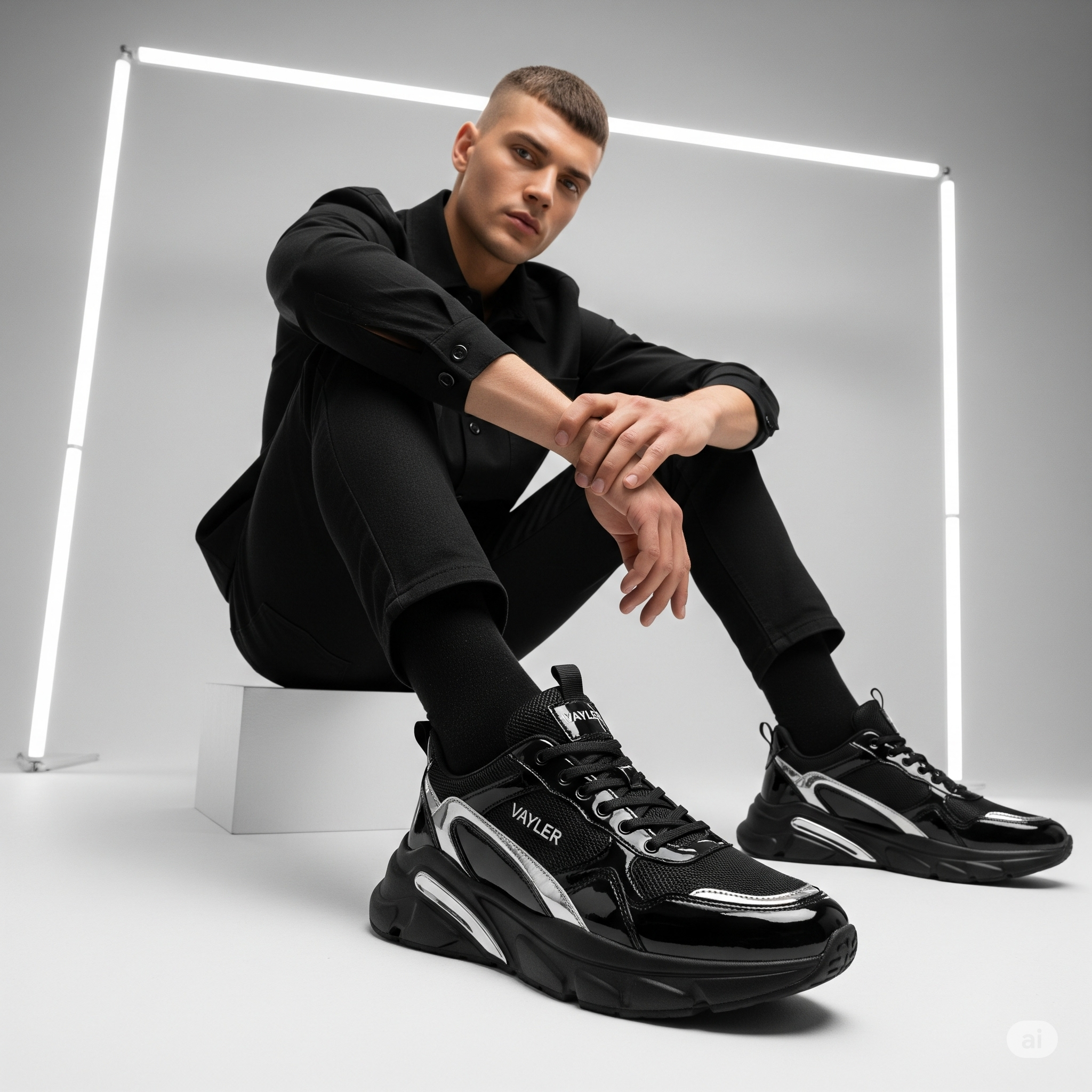 Mannequin homme portant la sneaker Vayler V2.